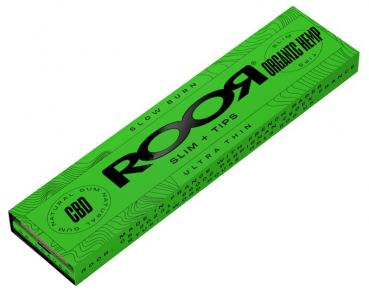 ROOR ORGANIC HEMP Zigarettenpapier, Ultra thin + Tips, 32 Blättchen pro Heftchen